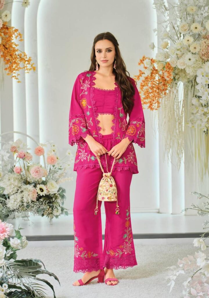 Launching Kailee Bloom 2 Viscose Organza Fancy Indo Western Collection Wholesale 2026