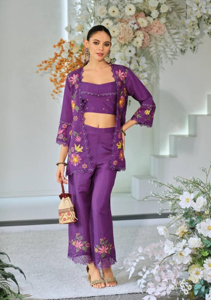 Launching Kailee Bloom 2 Viscose Organza Fancy Indo Western Collection Wholesale 2026