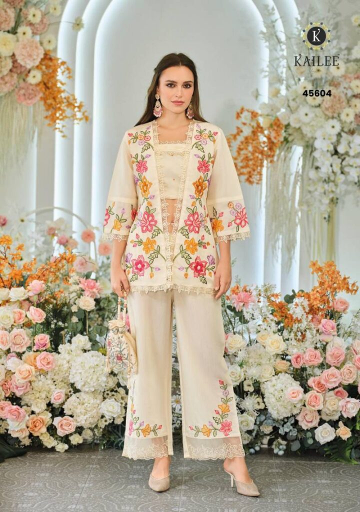 Launching Kailee Bloom 2 Viscose Organza Fancy Indo Western Collection Wholesale 2026