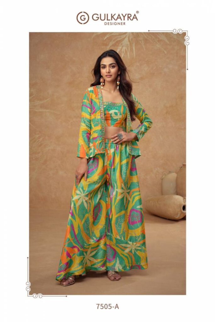 Beautiful Gulkayra Kiera Designer Chinon Printed Indo Western Collection Wholesale 2026