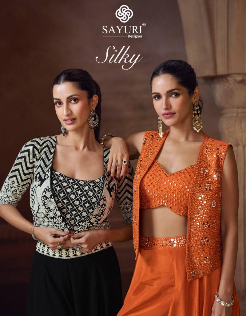 Stylish Sayuri Silky Designer Chinon Silk Indo Western Collection Wholesale 2026