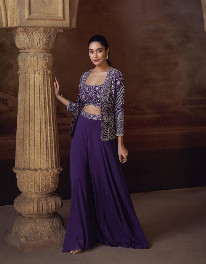 Stylish Sayuri Silky Designer Chinon Silk Indo Western Collection Wholesale 2026
