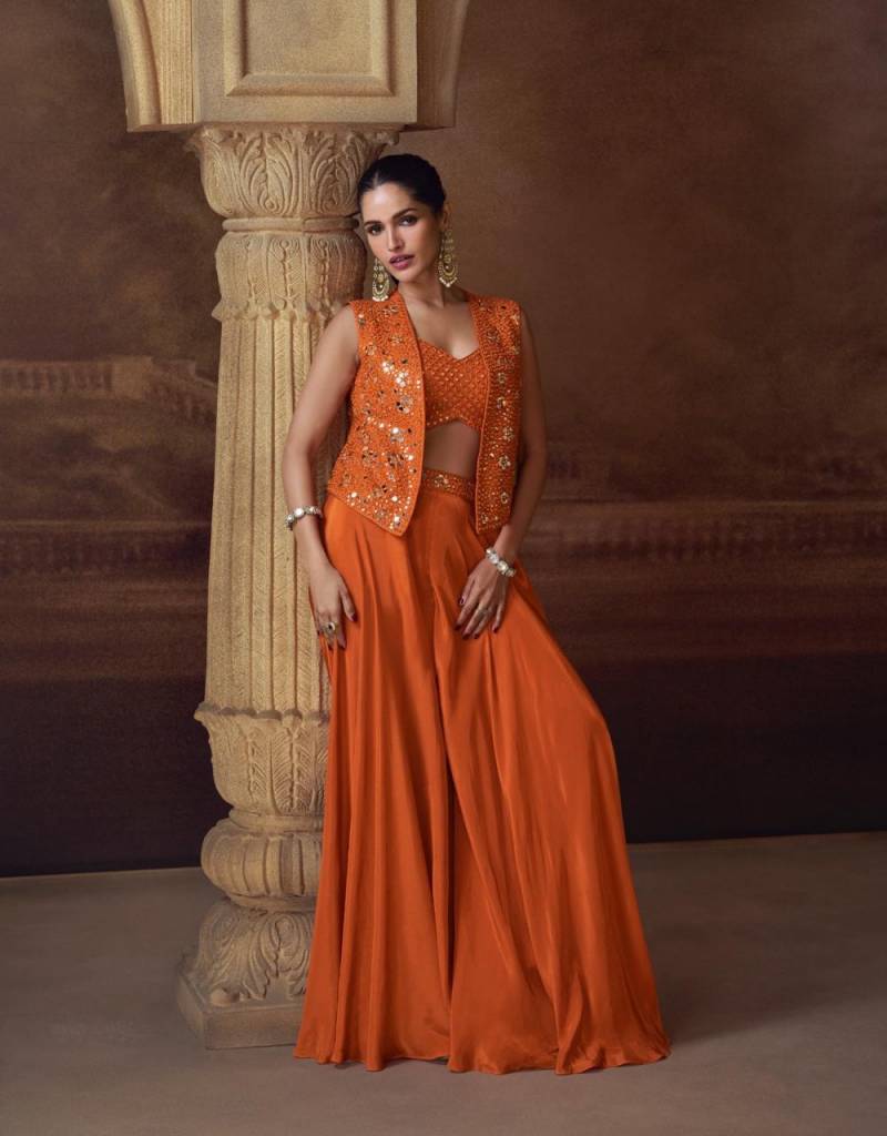 Stylish Sayuri Silky Designer Chinon Silk Indo Western Collection Wholesale 2026