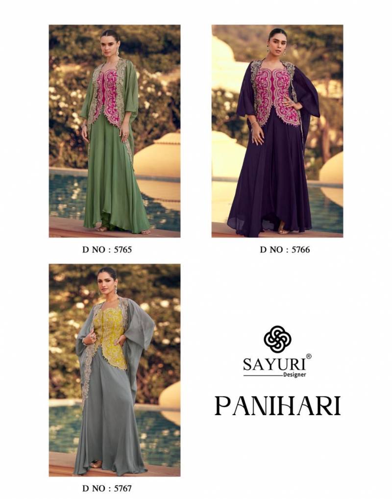 Latest Sayuri Panihari Designer Chinon Silk Indo Western Collection Wholesale 2026