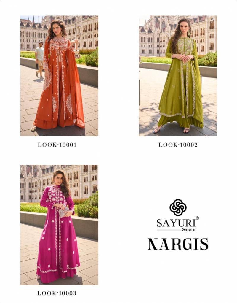 Launching Sayuri Nargis Designer Silk Embroidered Indo Western Wholesale 2026