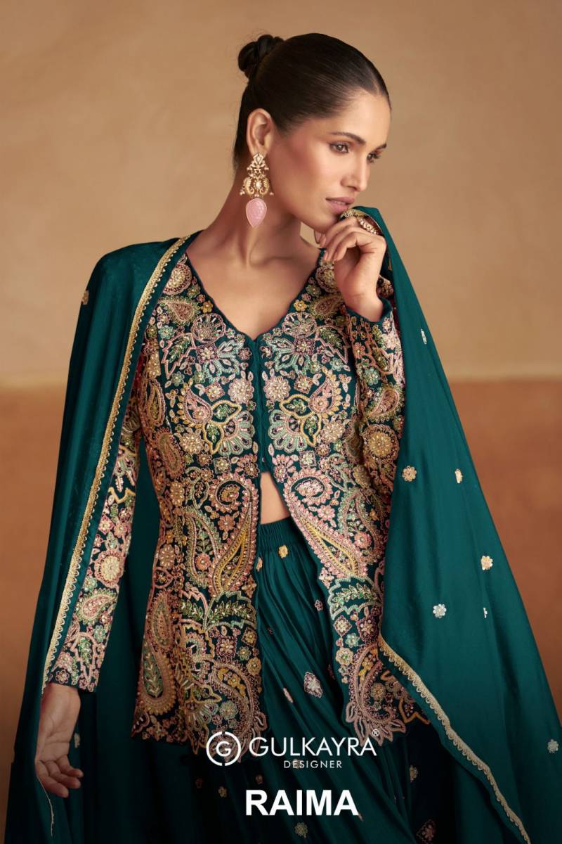 Launching Gulkayra Raima Designer Chinon Embroidered Indo Western Collection Wholesale 2026