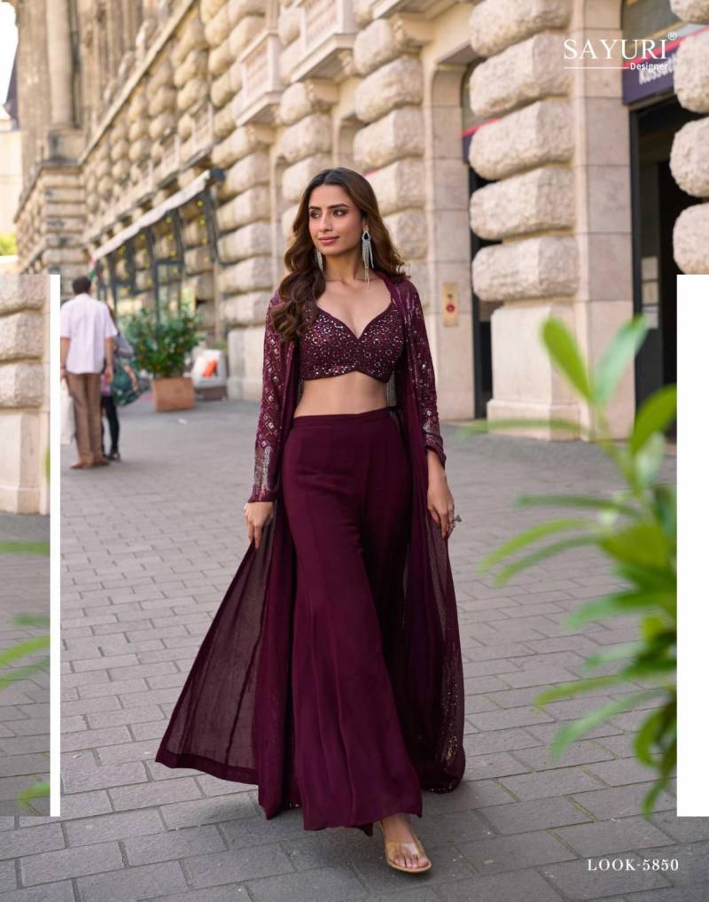 Beautiful Sayuri Rubal Georgette Embroidered Indo Western Party Wear Collection Wholesale 2026