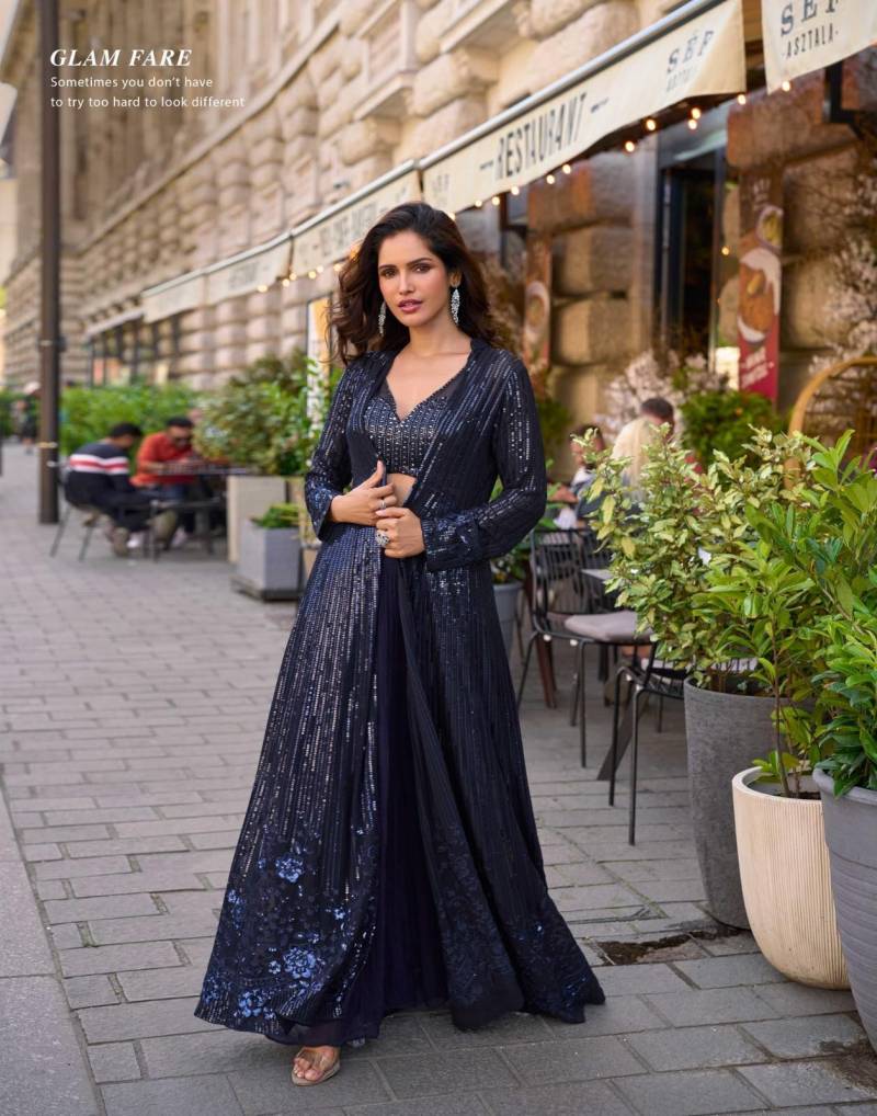 Beautiful Sayuri Rubal Georgette Embroidered Indo Western Party Wear Collection Wholesale 2026