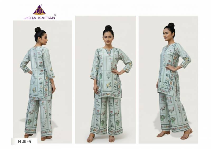 Beautiful Jisha Kaftan Satin Co Ord Set Vol 1 Digital Printed Cord Set Collection Wholesale 2026