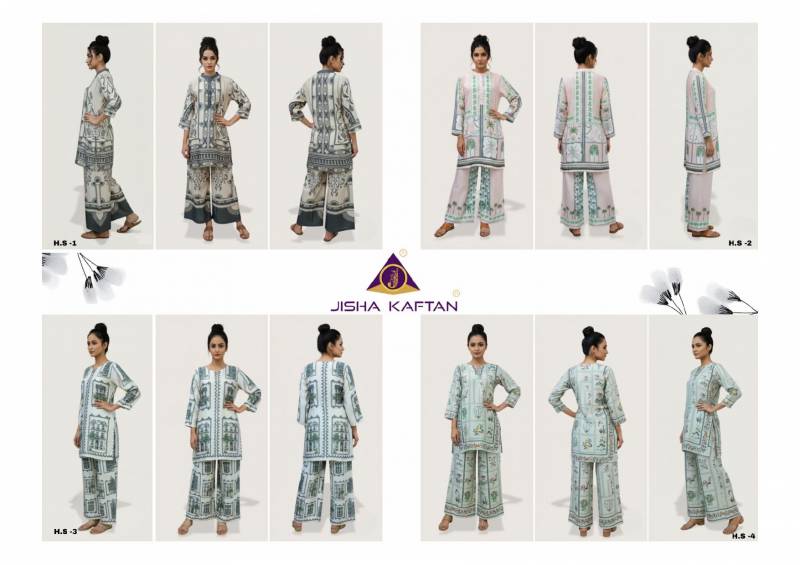 Beautiful Jisha Kaftan Satin Co Ord Set Vol 1 Digital Printed Cord Set Collection Wholesale 2026