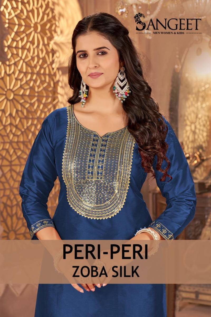 Buy Sangeet Peri Peri Zoba Silk Womens Wear Kurti And Bottom Collection Wholesale 2026