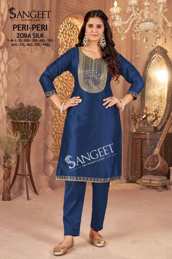 Buy Sangeet Peri Peri Zoba Silk Womens Wear Kurti And Bottom Collection Wholesale 2026