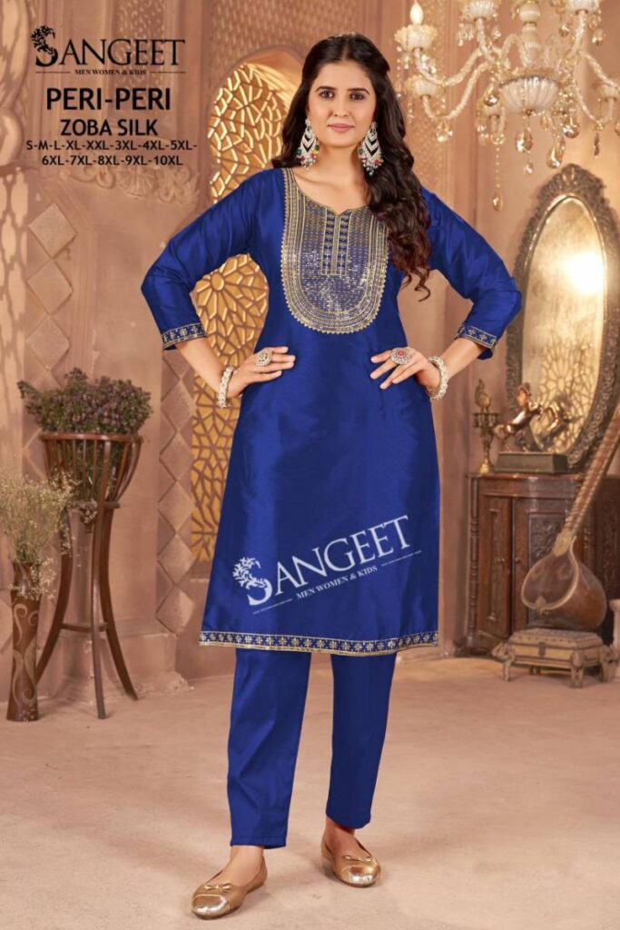 Buy Sangeet Peri Peri Zoba Silk Womens Wear Kurti And Bottom Collection Wholesale 2026