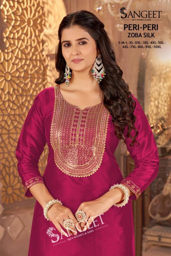 Buy Sangeet Peri Peri Zoba Silk Womens Wear Kurti And Bottom Collection Wholesale 2026