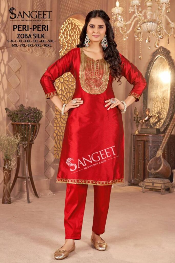 Buy Sangeet Peri Peri Zoba Silk Womens Wear Kurti And Bottom Collection Wholesale 2026