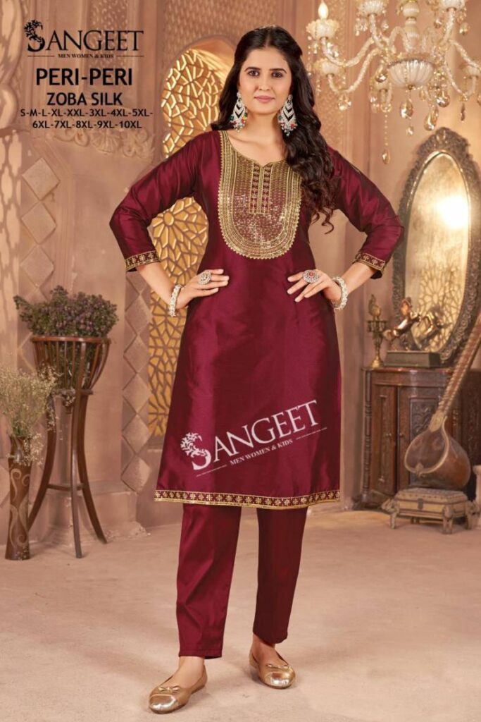 Buy Sangeet Peri Peri Zoba Silk Womens Wear Kurti And Bottom Collection Wholesale 2026