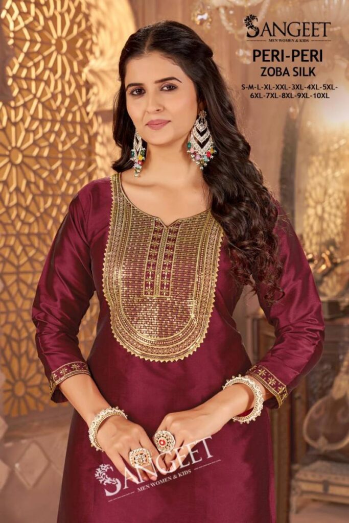 Buy Sangeet Peri Peri Zoba Silk Womens Wear Kurti And Bottom Collection Wholesale 2026