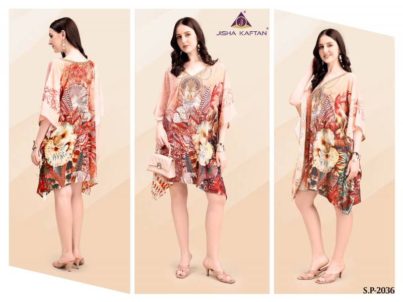Beautiful Jisha Kaftan Silk Poncho Vol 5 Poly Feather Silk Digital Printed Kaftans Wholesale 2026