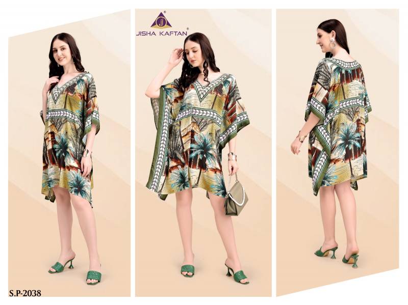 Beautiful Jisha Kaftan Silk Poncho Vol 5 Poly Feather Silk Digital Printed Kaftans Wholesale 2026