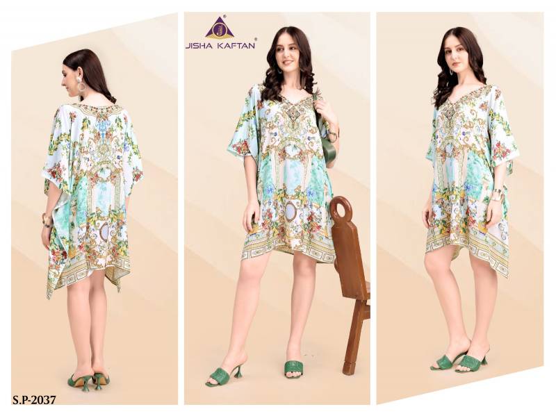 Beautiful Jisha Kaftan Silk Poncho Vol 5 Poly Feather Silk Digital Printed Kaftans Wholesale 2026