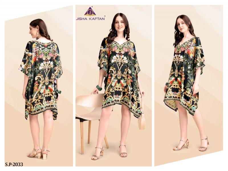 Beautiful Jisha Kaftan Silk Poncho Vol 5 Poly Feather Silk Digital Printed Kaftans Wholesale 2026