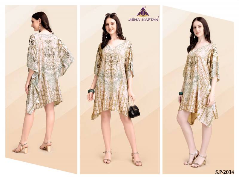 Beautiful Jisha Kaftan Silk Poncho Vol 5 Poly Feather Silk Digital Printed Kaftans Wholesale 2026