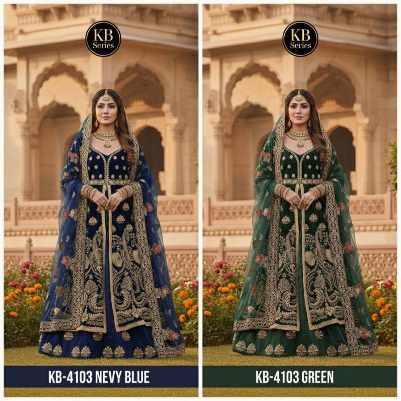 Latest Kb 4103 Velvet Embroidery Worked Premium Indo Western Collection Wholesale 2026
