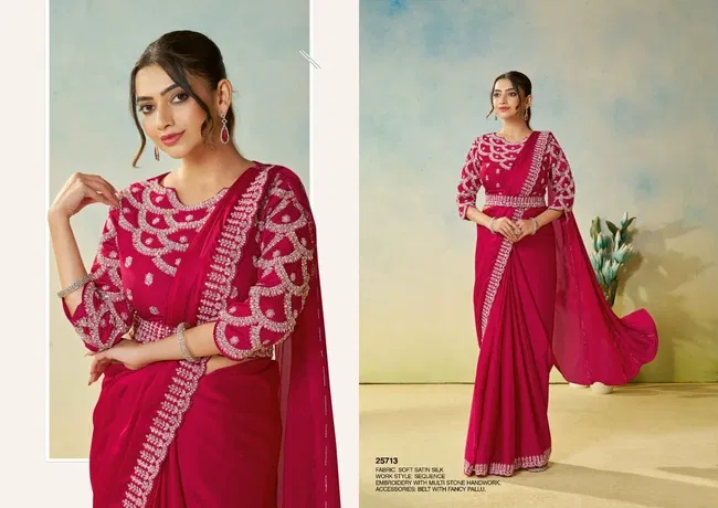 Stylish Mahotsav Odyssey Designer Satin Silk Ready To Wear Saree Wholesale 2026
