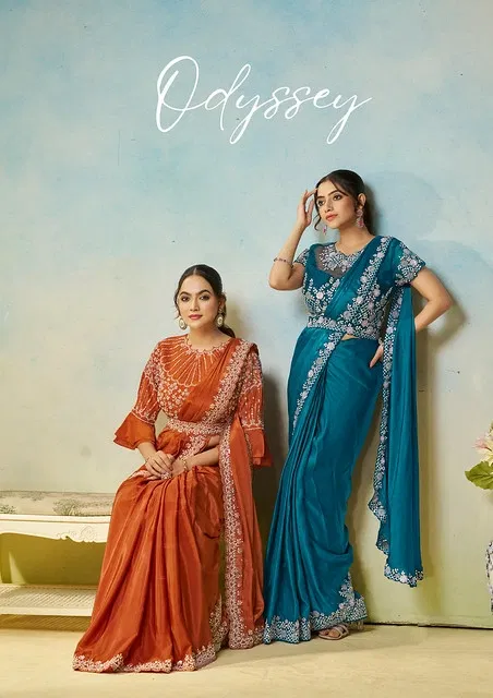 Mahotsav Odyssey Designer Satin Silk Ready To Wear Saree Wholesale