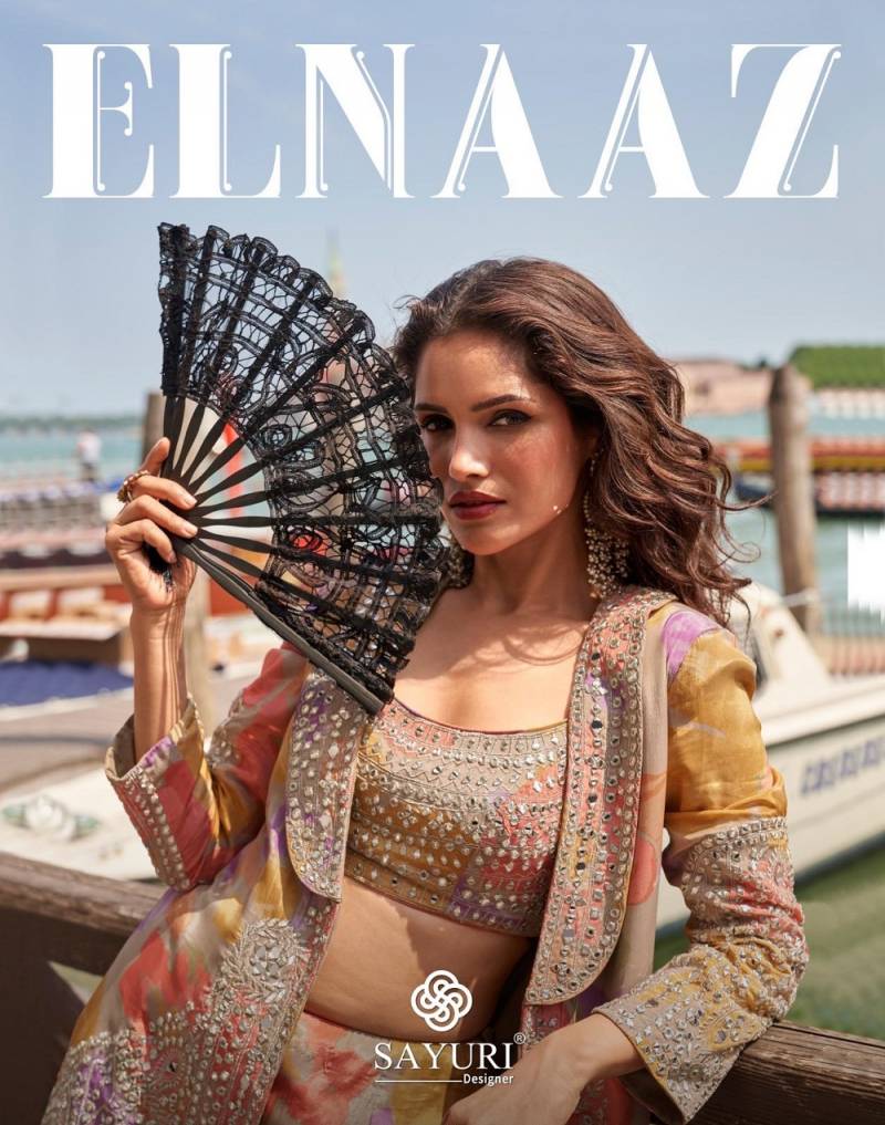 Latest Sayuri Elnaaz Designer Chinon Silk Embroidered Indo Western Collection Wholesale 2026