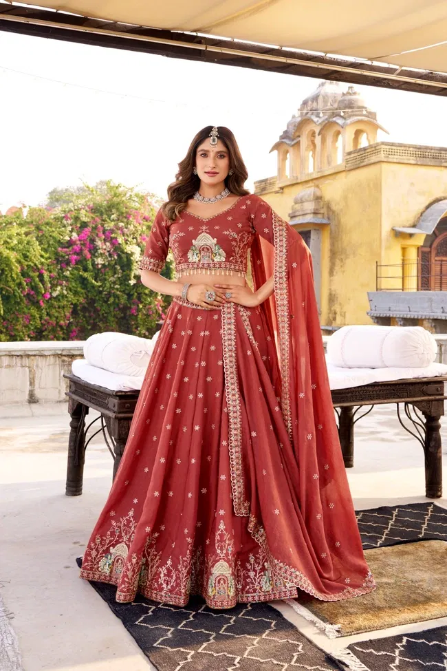 Lekha Yf 1457 Chocolate Crush Embroidery Worked Beautiful Lehenga Choli Collection Wholesale