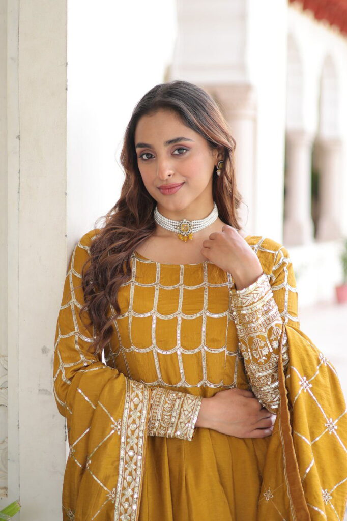 Latest Lw 9304 Vichitra Sequins Zari Embroidered Gown With Dupatta Collection Wholesale 2026