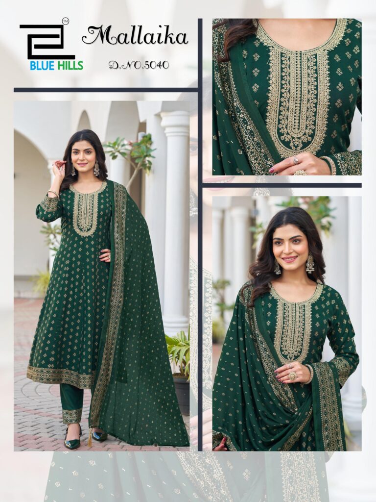 Latest Blue Hills Mallaika Designer Rayon Foil Printed Kurti Bottom With Dupatta Wholesale 2026