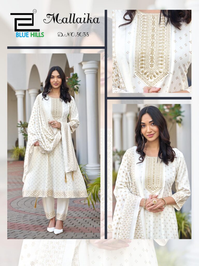 Latest Blue Hills Mallaika Designer Rayon Foil Printed Kurti Bottom With Dupatta Wholesale 2026