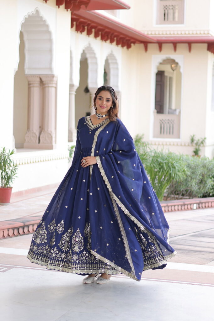 Buy Lekha KA 1214 Vichitra Silk Sequins Embroidery Gown With Dupatta Wholesale 2026