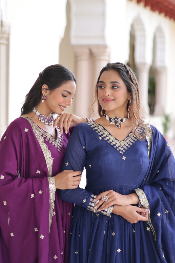 Buy Lekha KA 1214 Vichitra Silk Sequins Embroidery Gown With Dupatta Wholesale 2026