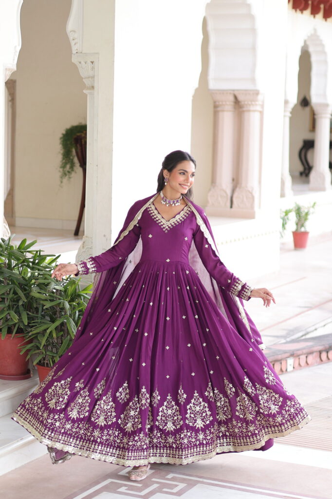 Buy Lekha KA 1214 Vichitra Silk Sequins Embroidery Gown With Dupatta Wholesale 2026