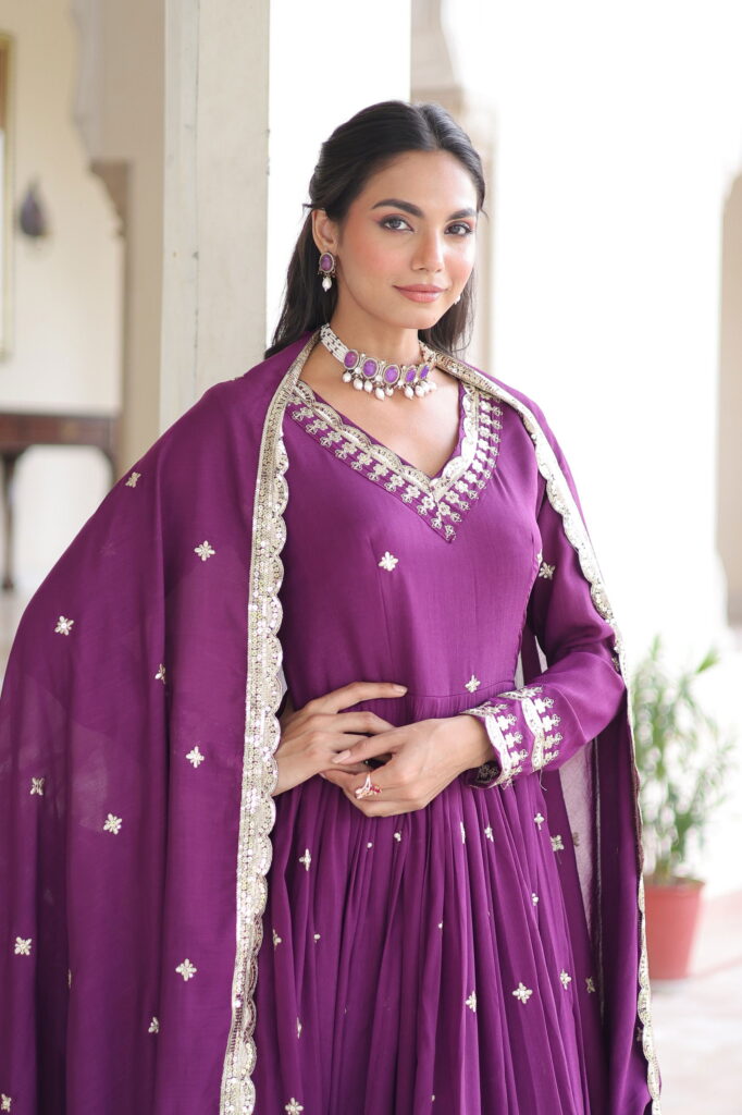 Buy Lekha KA 1214 Vichitra Silk Sequins Embroidery Gown With Dupatta Wholesale 2026