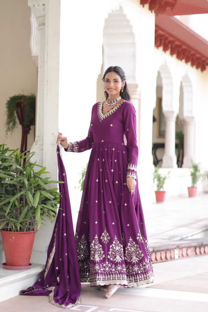 Buy Lekha KA 1214 Vichitra Silk Sequins Embroidery Gown With Dupatta Wholesale 2026
