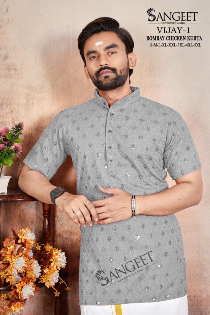 Latest Sangeet Vijay Vol 1 Rayon Chicken Sifli Sequence Work Kurta Collection Wholesale 2026
