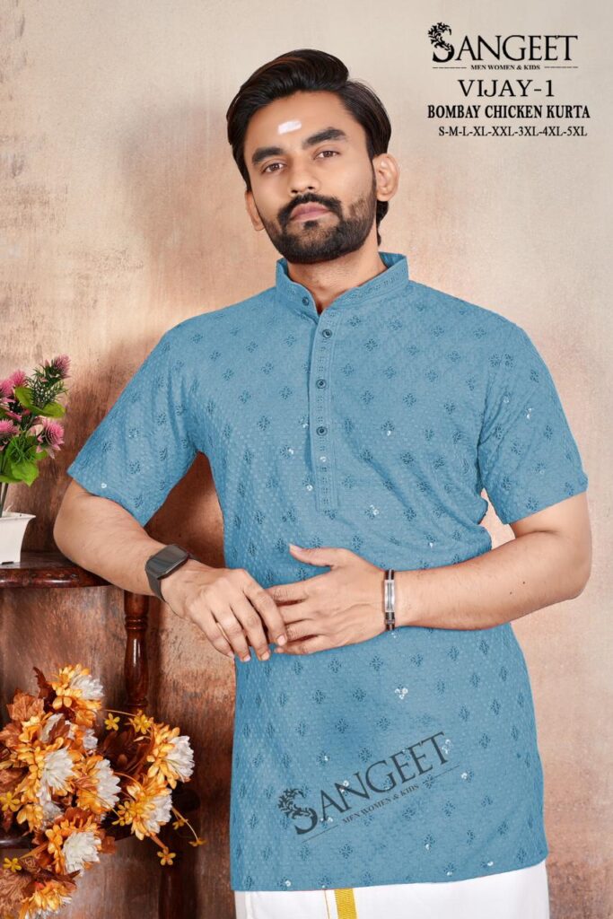Latest Sangeet Vijay Vol 1 Rayon Chicken Sifli Sequence Work Kurta Collection Wholesale 2026