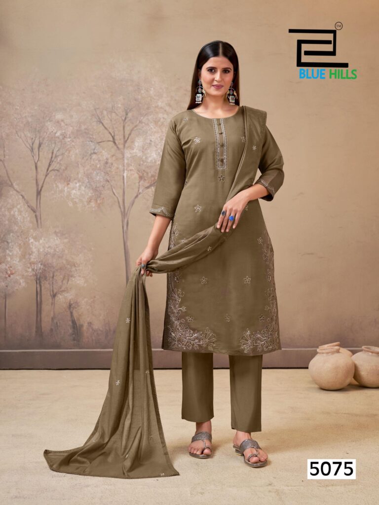 Buy Blue Hills Hiba Roman Silk Embroidery Work Kurti Pant And Dupatta Wholesale 2026