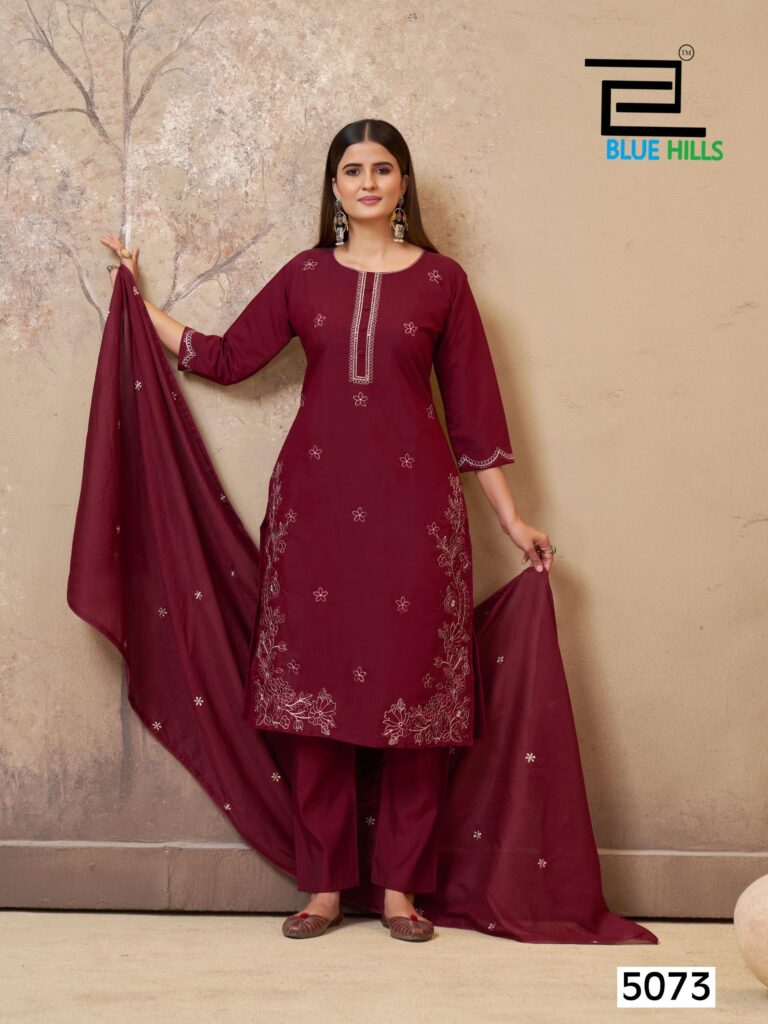 Buy Blue Hills Hiba Roman Silk Embroidery Work Kurti Pant And Dupatta Wholesale 2026
