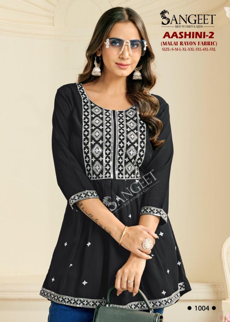 Stylish Sangeet Aashini Vol 2 Rayon Embroidered Work Short Kurti Collection Wholesale 2026