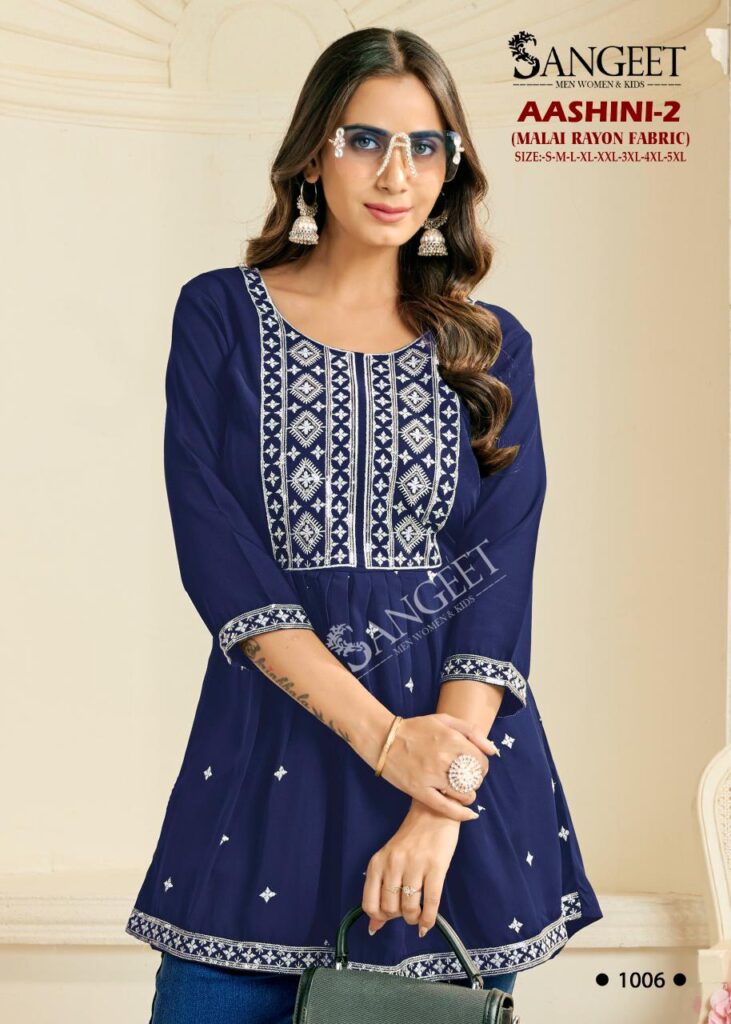 Stylish Sangeet Aashini Vol 2 Rayon Embroidered Work Short Kurti Collection Wholesale 2026