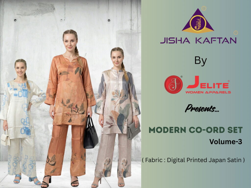 Buy Jisha Kaftan Modern Co Ord Set Vol 3 Japan Satin Fancy Co Ord Set Wholesale 2026