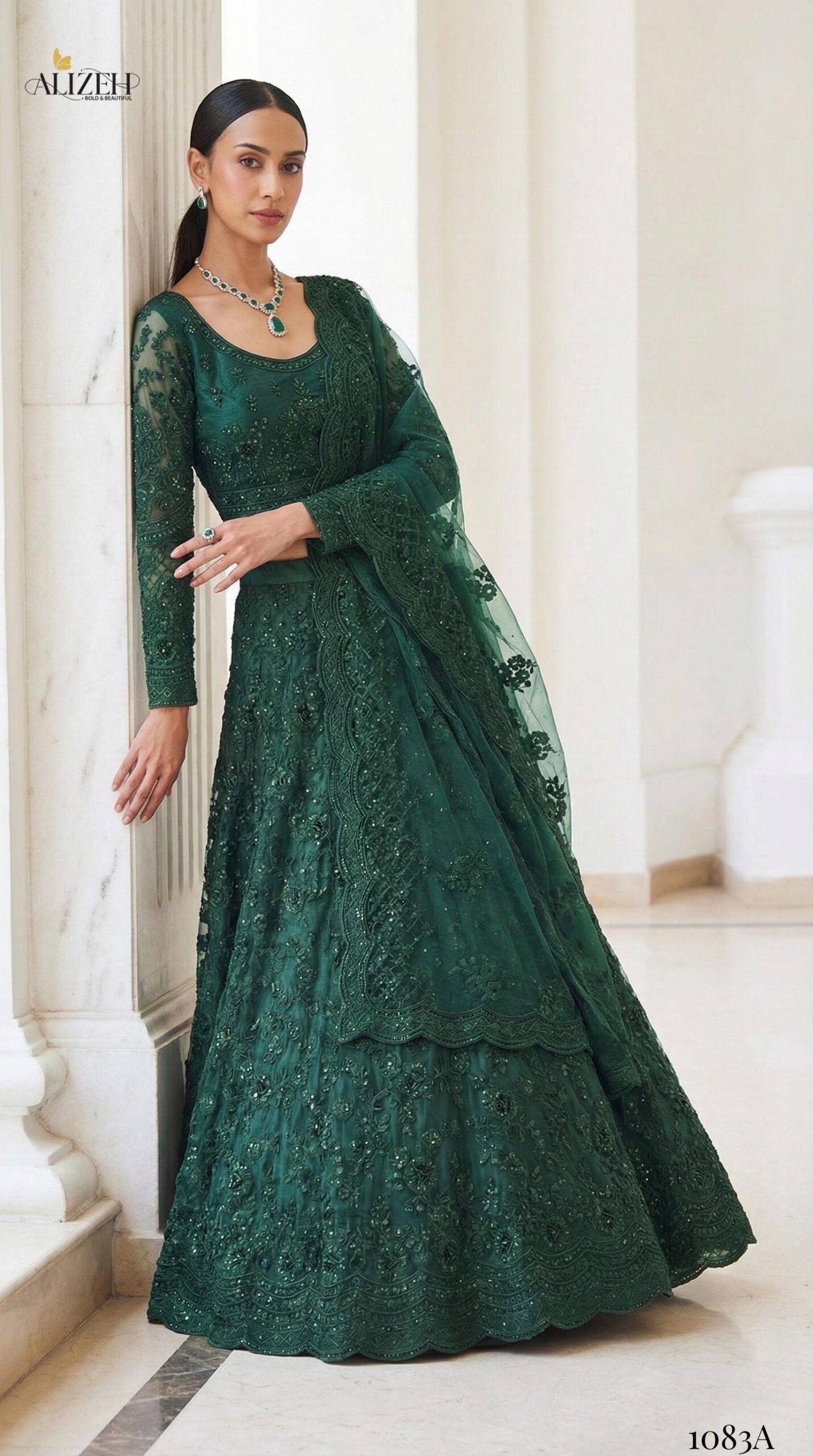 Alizeh Bridal Heritage Colours 1083 Butterfly Net Designer Lehenga Choli Wholesale