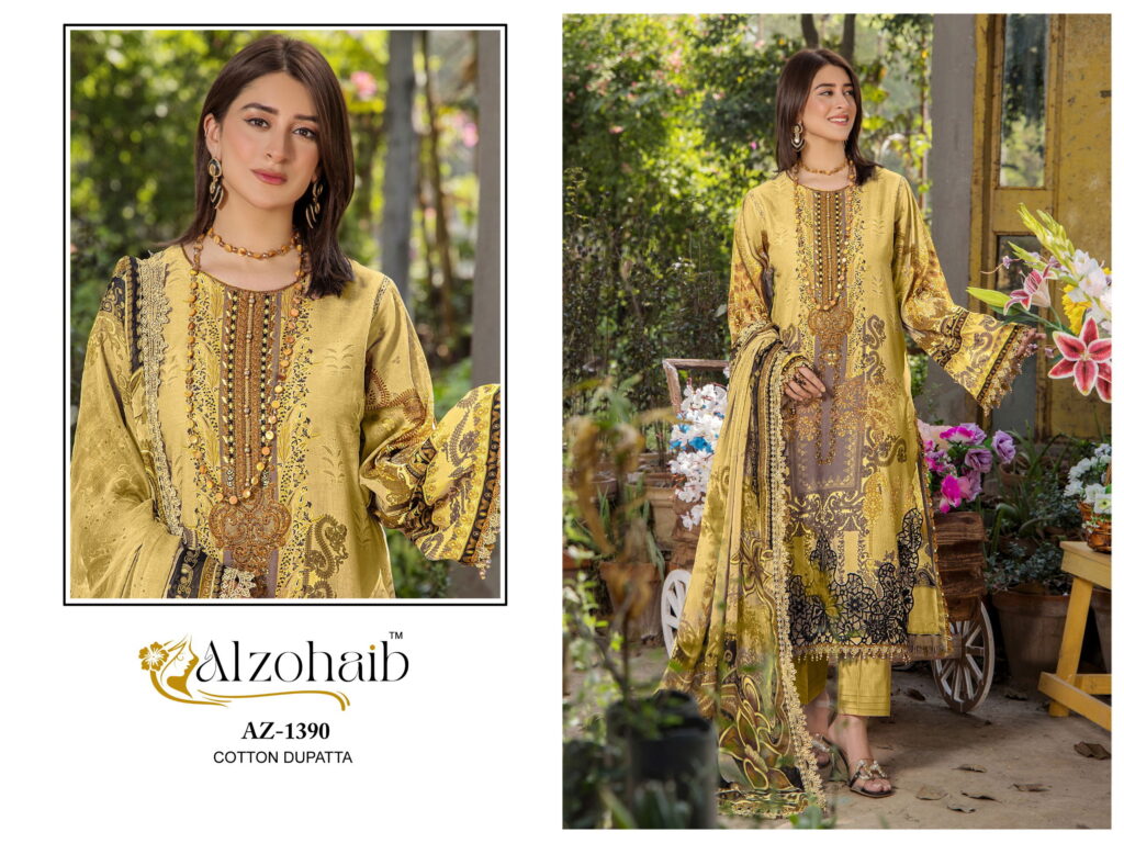 Latest Alzohaib Aamina Vol 2 Chiffon Dupatta Cotton Pakistani Salwar Kameez Wholesale 2026