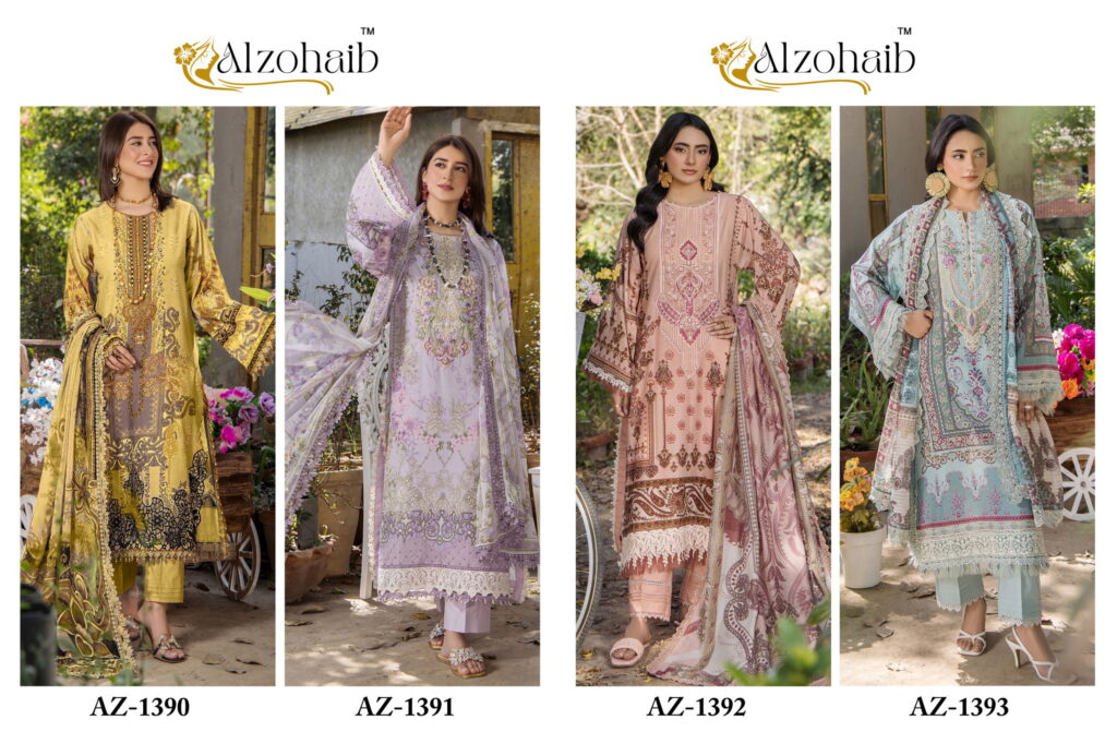 Latest Alzohaib Aamina Vol 2 Chiffon Dupatta Cotton Pakistani Salwar Kameez Wholesale 2026