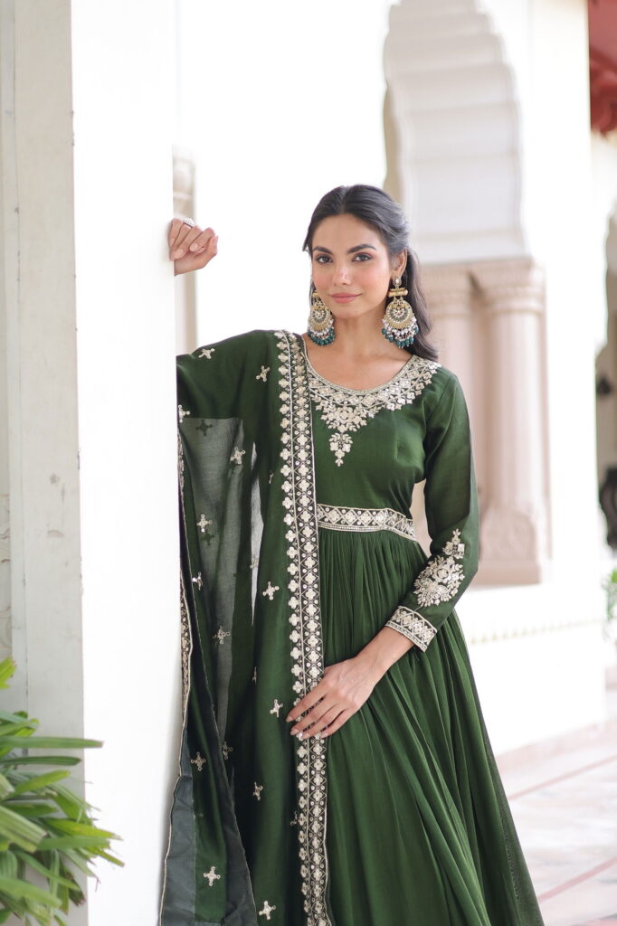 Buy Lekha KA 1215 Vichitra Silk Sequins Embroidery Gown With Dupatta Wholesale 2026